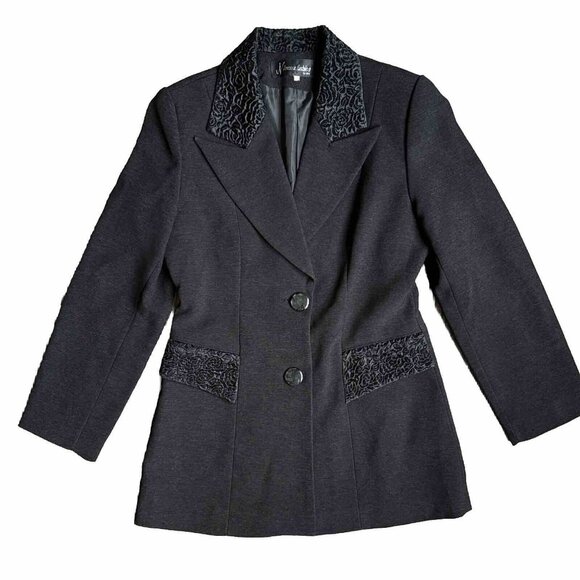 N Inessa Fashion Jackets & Blazers - 2/$18 SALE! Vintage Peacoat 60s Womens Black Coat L Trench Crushed Satin Velvet